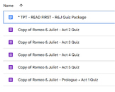 Romeo & Juliet Quiz Package - GOOGLE FORMS