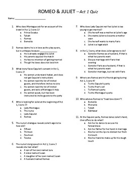Preview of Romeo & Juliet Quizzes & Final Exam - Acts 1-5 with Answer Key
