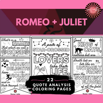 Preview of Romeo + Juliet | Quotation Analysis Coloring Pages Activity