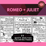 Romeo + Juliet | Quotation Analysis Coloring Pages Activity