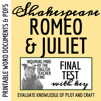 Preview of Romeo and Juliet Test and Answer Key for High School (Printable)