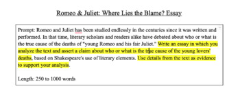 Preview of Romeo & Juliet: Where Lies the Blame? Essay