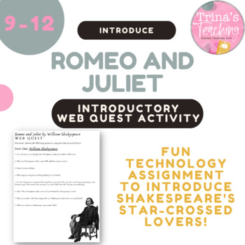 Preview of Intro Activity to Shakespeare and Romeo and Juliet: An Introductory Web Quest