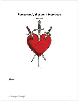 Preview of Romeo and Juliet Act 1 Notebook: No Fear Shakespeare Edition