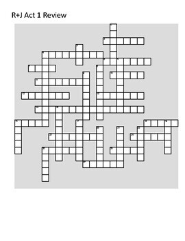 Romeo and Juliet Act 1 Review Crossword by KV s Activites TPT