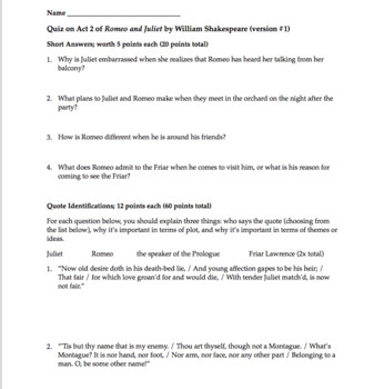 romeo and juliet act 2 questions