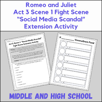 Preview of Romeo and Juliet Act 3 Scene 1 Extension Activity: "Social Media Scandal"