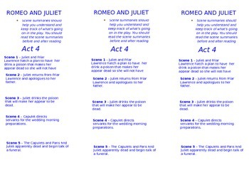 Preview of Romeo and Juliet- Act 4 Summary Bookmark