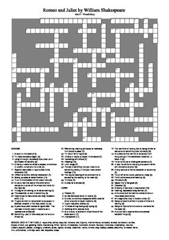 literary crossword puzzle romeo and juliet