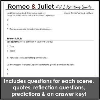 literary analysis questions for romeo and juliet