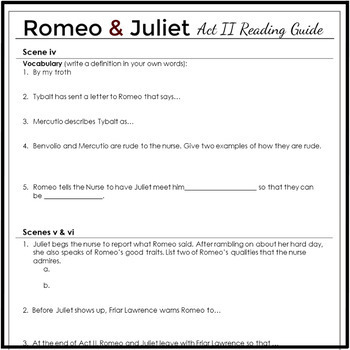 romeo and juliet act 2 essay questions