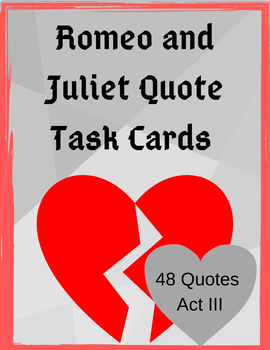 Preview of Romeo and Juliet Act III Quote Task Cards
