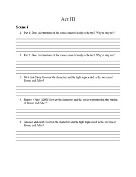 Romeo and Juliet Act III packet by Last Minute Prepper | TPT