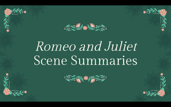 Preview of Romeo and Juliet Act/Scene Summaries