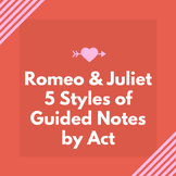 Romeo and Juliet Act by Act Guided Notes--5 Unique Formats