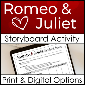 Preview of Romeo and Juliet Activity Storyboard for Any Scene, Act 1, Act 2, Act 3, Act 4 +