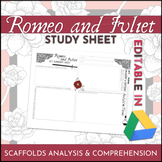 Romeo and Juliet: Scene Summary Sheet | Fully-editable