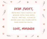 Romeo and Juliet - Advice Letter Activity