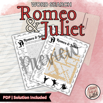 Preview of Romeo and Juliet Ballet | Word Search | Worksheet | For Ballet Class