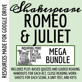 Preview of Romeo and Juliet Bundle - Reading Guide, Quizzes, Test, Close Readings (Google)