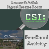 Romeo and Juliet CSI Themed Pre-Read Escape Room (Covers Background Information)