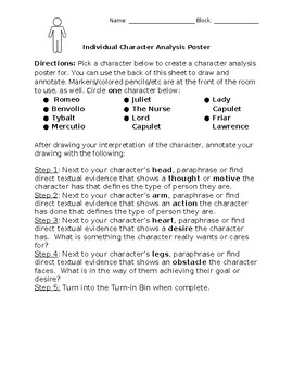 Preview of Romeo and Juliet - Character Analysis Poster Template