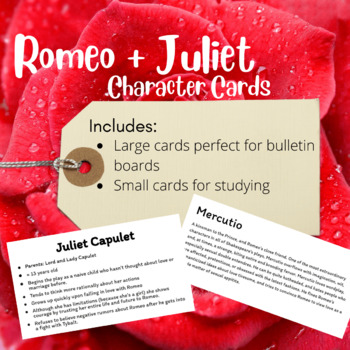 Preview of Romeo and Juliet Character Cards