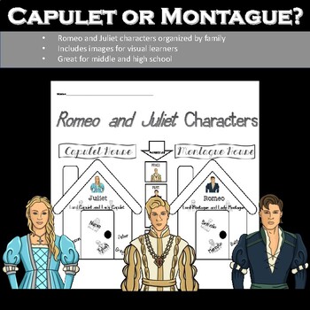 romeo and juliet character chart assignment