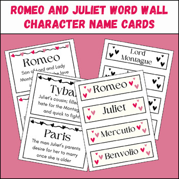 Preview of Romeo and Juliet Character Names Word Wall