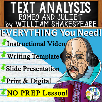 Preview of Romeo and Juliet by William Shakespeare - Text Based Evidence & Analysis Writing