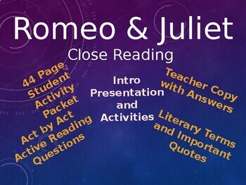 Preview of Romeo and Juliet Close Reading: Student Packet and Teacher Presentation