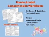 Romeo and Juliet Comprehension WorkSheets