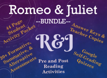 Preview of Romeo and Juliet BUNDLED WHOLE Unit: Pre& Post, Close Reading, Assessments, Keys