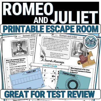Preview of Romeo and Juliet - Printable Escape Room Test Review after Reading the Play
