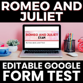 Romeo and Juliet Editable Google Form Test/Quiz/Exam - No 