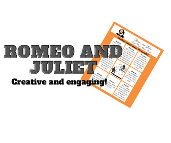 Preview of Romeo and Juliet Final Project Choice Board (ENGAGING AND CREATIVE!)