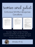 Romeo and Juliet Higher-Order Thinking Extended Response Q