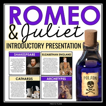 Preview of Romeo and Juliet Introduction Presentation - Discussion, Shakespeare, & Context