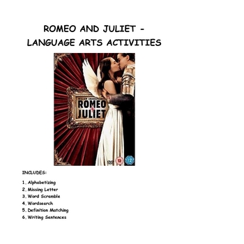 Preview of Romeo and Juliet - Language Arts Activities