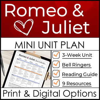 Preview of Romeo and Juliet Mini Unit - 3 Weeks of Bell Ringers, Reading Guides, Activities