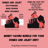 Romeo and Juliet Multiple-Choice and Essay Test and Crypto