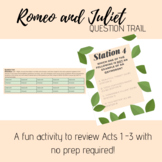 VIRTUAL or IN-PERSON Romeo and Juliet Acts 1 -3 Review Activity: Question Trail