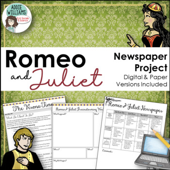 Preview of Romeo and Juliet Newspaper Project - Digital & Print 
