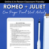 Romeo and Juliet One Pager Final Project - Perfect for the