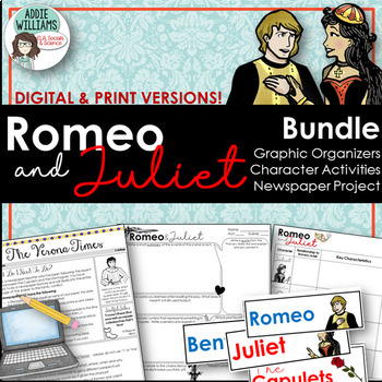 Preview of Romeo and Juliet - Organizers, Character Activities, Project - DIGITAL & PRINT