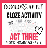 Romeo and Juliet PLOT cloze activity - Act Three