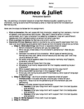 Persuasive essay on romeo and juliet