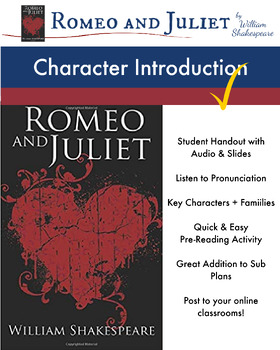 Preview of Romeo and Juliet Pre-Reading Who's Who? Character Handout & Audio File FREE!