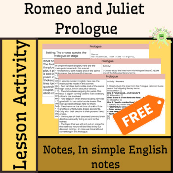 Preview of Romeo and Juliet - Prologue Activity