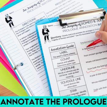 Romeo and Juliet Prologue Annotation and Writing Activity | TpT